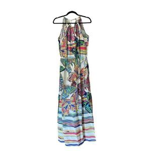 Amanda Uprichard Silk Floral Maxi Dress Butterfly Colorful Wedding Guest